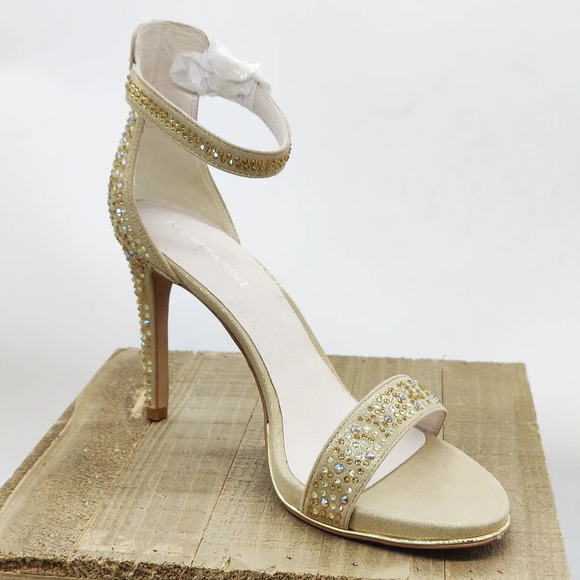 Kenneth Cole Gold Strappy Heels / Blinged Out / Size 10 - Picture 1 of 7